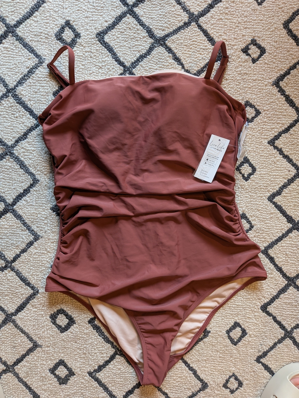 Women’s Rust-brown One-Piece Swimwear with Built-In Support